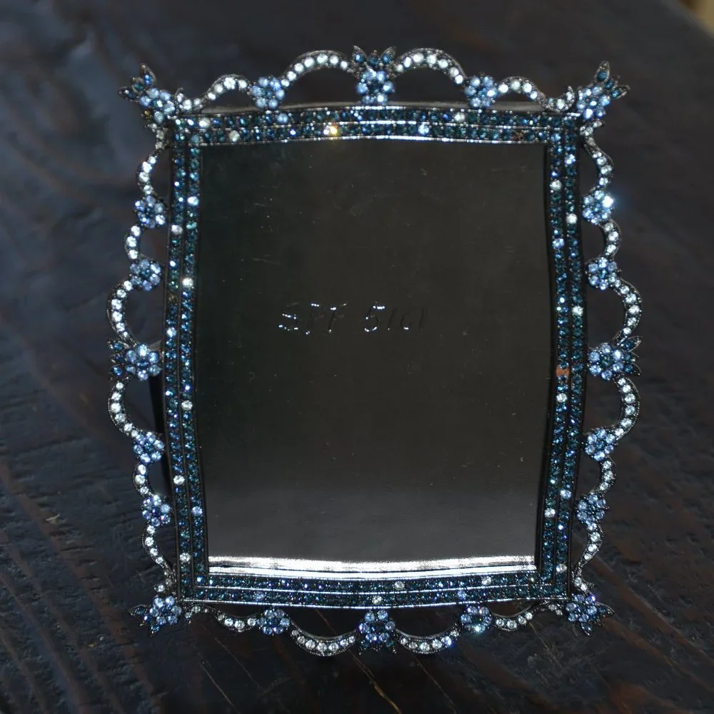 RARE JAY STRONGWATER BLUE ELIZABETH TIARA FLORAL FLOWER CRYSTAL ENAMEL FRAME